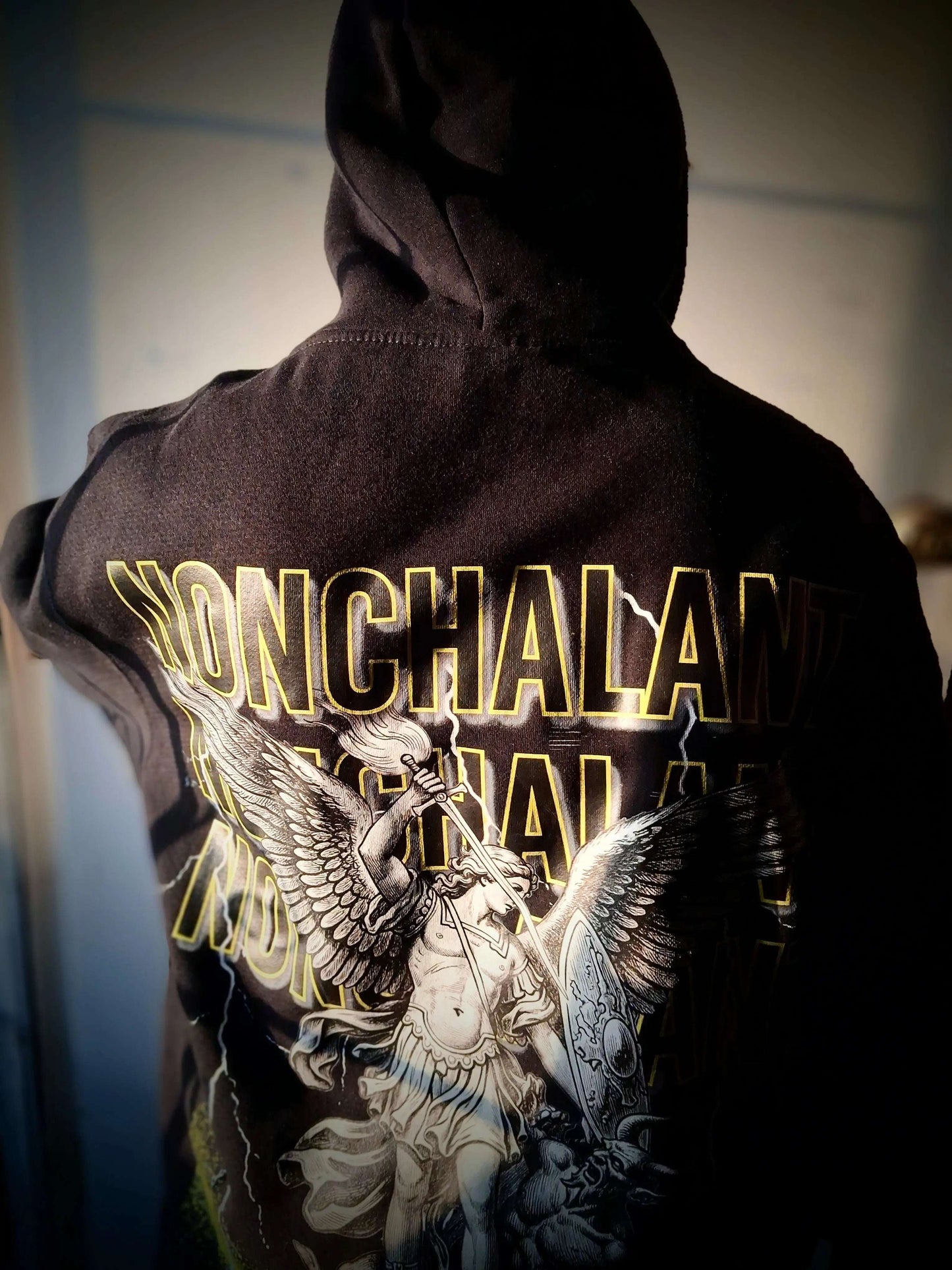 Dualsided T-shirt and hoodie combo with matching dark streetwear layers for casual everyday wear