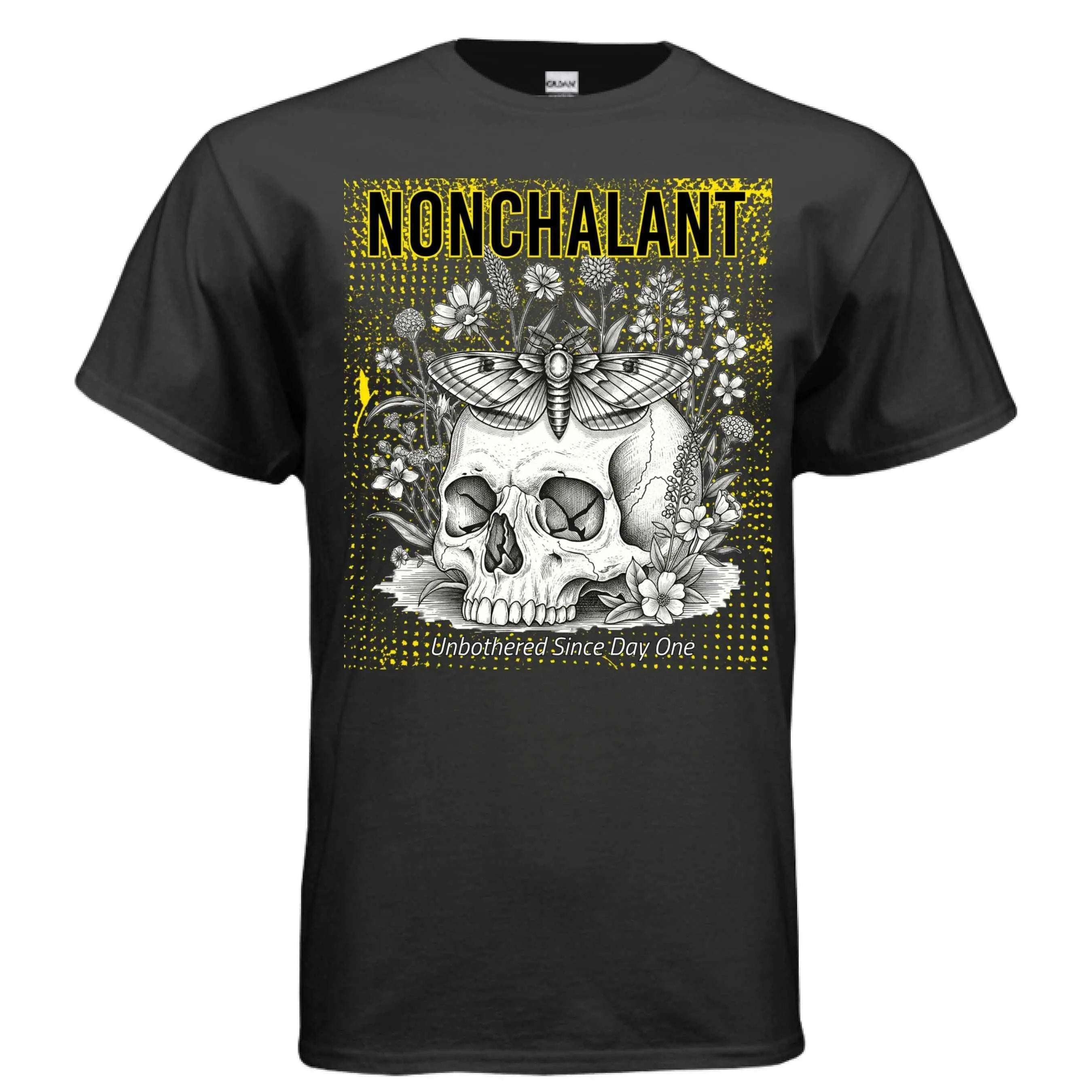 Skull and Flowers regular fit dark aesthetic T-shirt with graphic print on a classic cotton tee