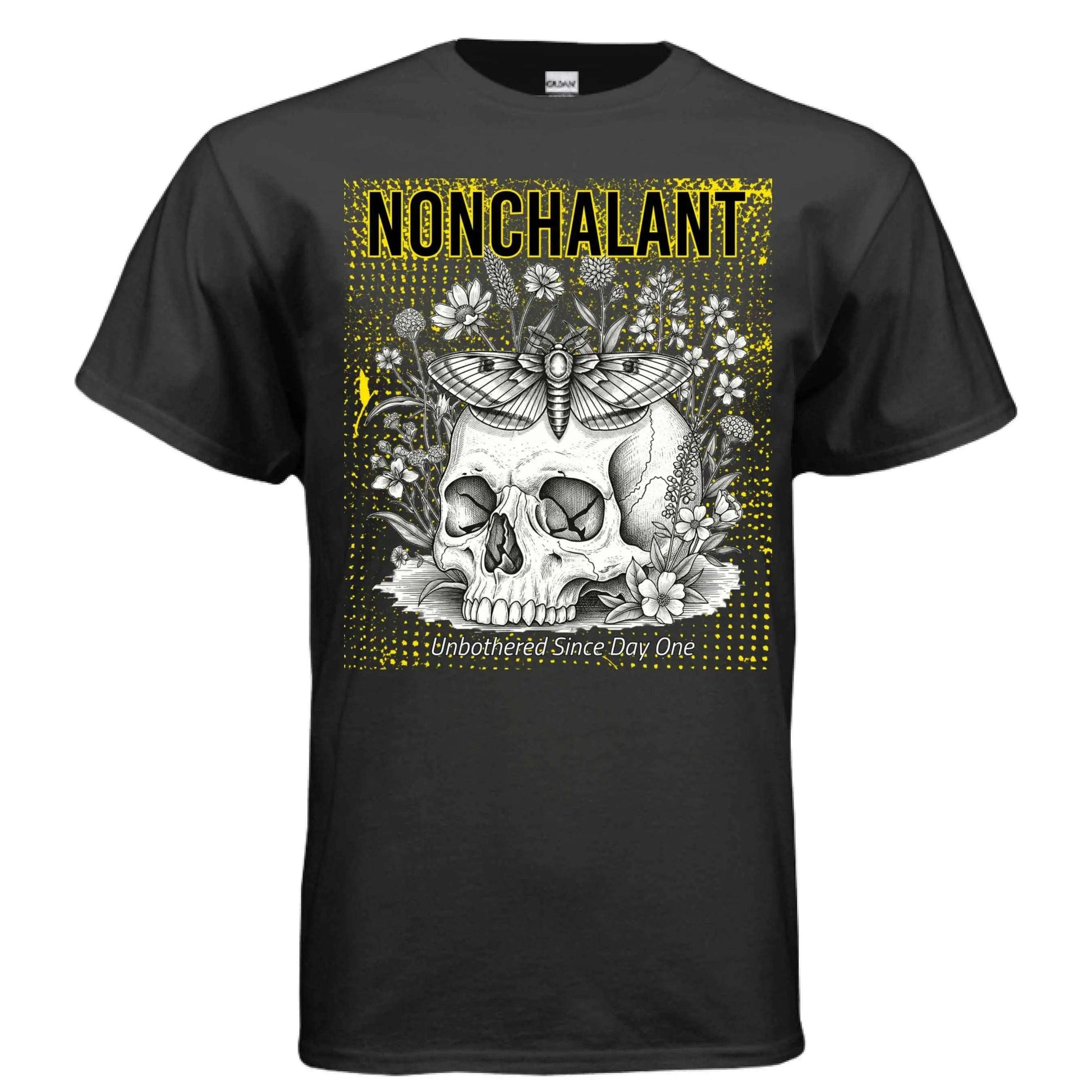 Skull and Flowers regular fit dark aesthetic T-shirt with graphic print on a classic cotton tee