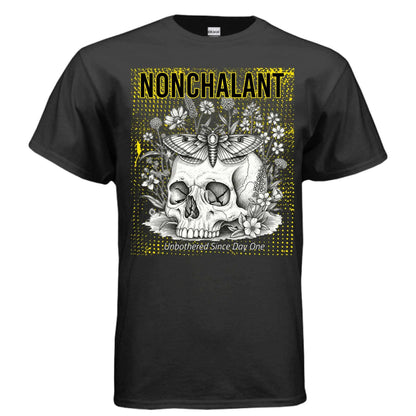 Skull and Flowers regular fit dark aesthetic T-shirt with graphic print on a classic cotton tee