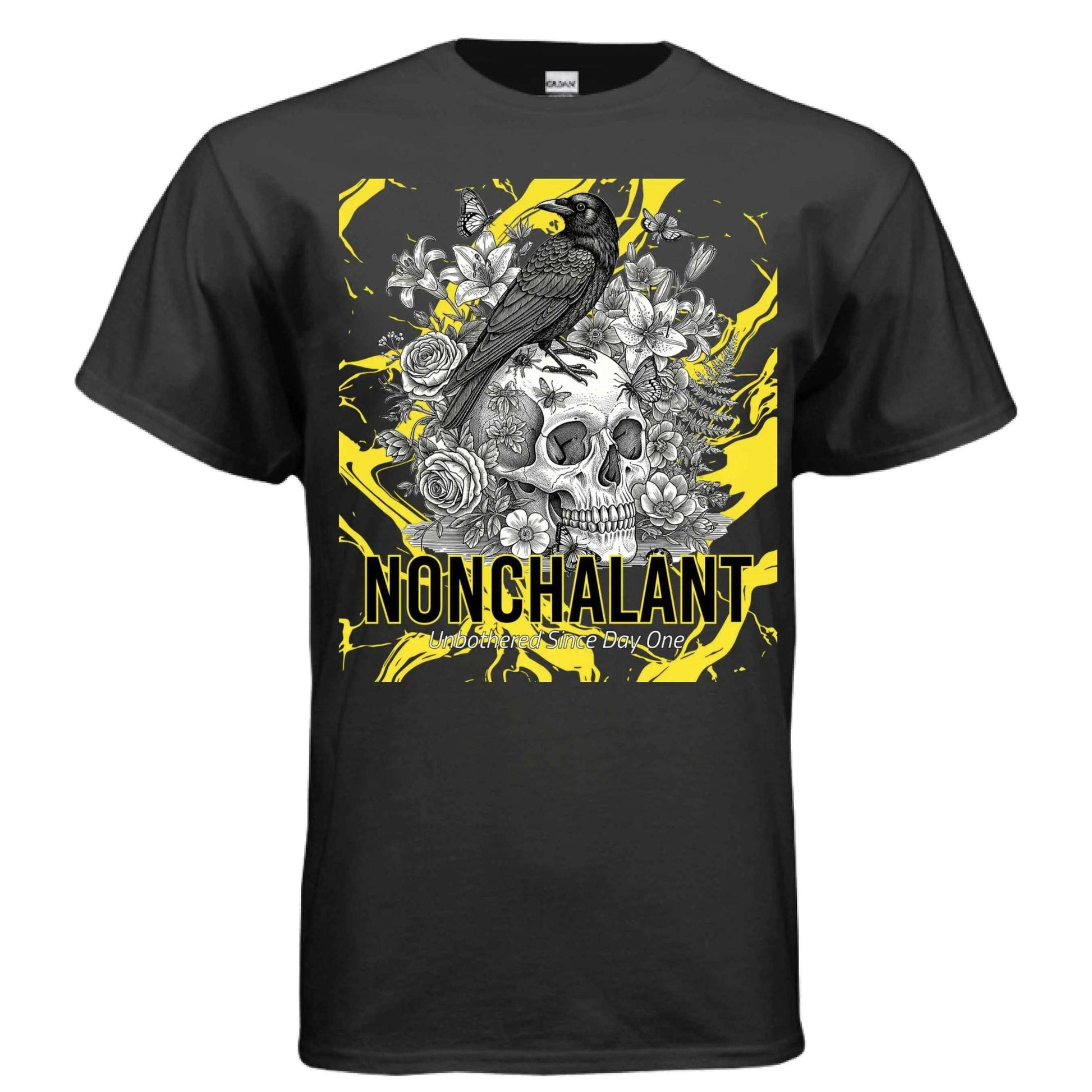 Skull and Crow regular fit dark aesthetic T-shirt with classic crew neck and cotton jersey construction