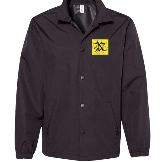 Windbreaker Gargoyle dark aesthetic water-resistant nylon coach jacket with snap front and elastic cuffs